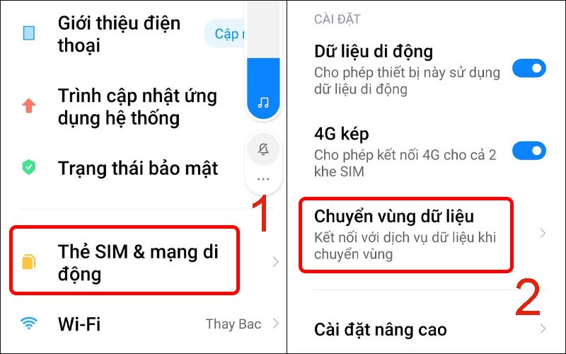 Bật tắt roaming dễ dàng