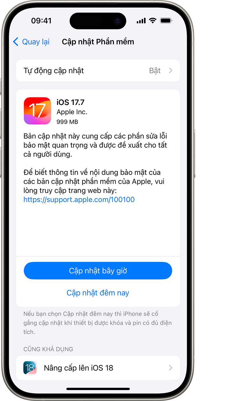Cập nhật phần mềm iPhone