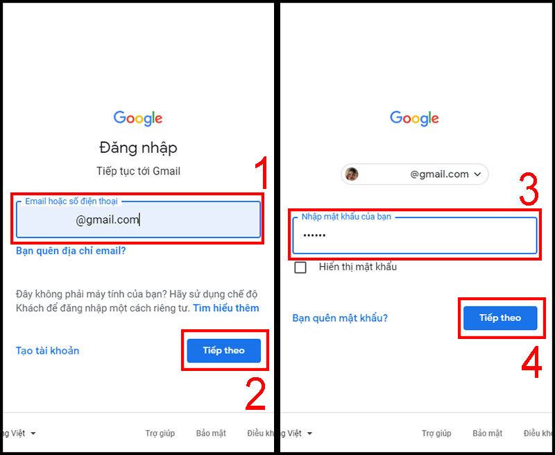 Đăng nhập tài khoản Gmail
