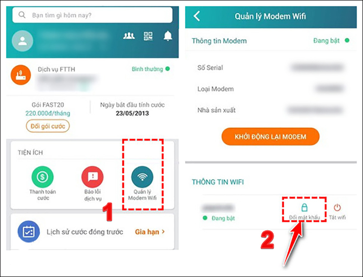Đổi mật khẩu WiFi thành công
