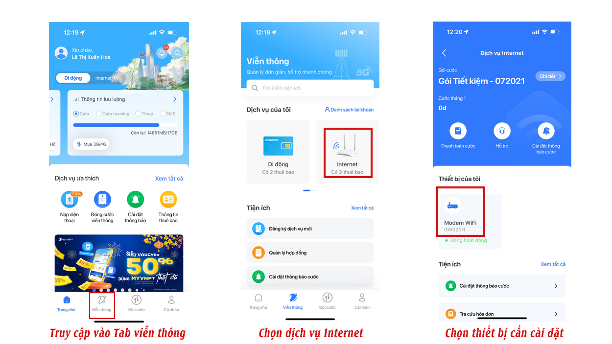 Đổi pass bằng My VNPT