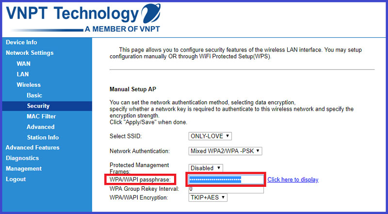 Đổi pass Wifi qua web VNPT