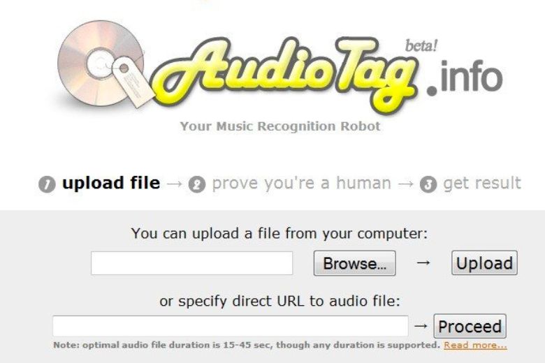 Giao diện AudioTag.info