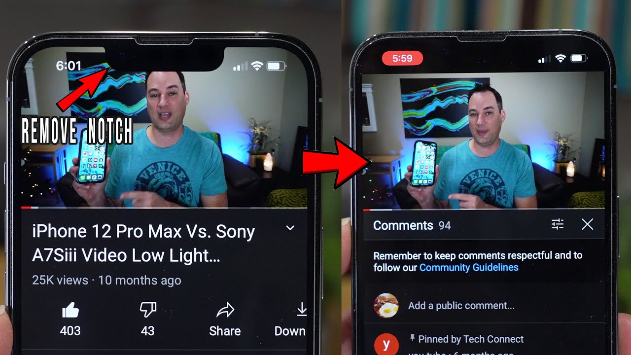 iPhone notch che khuất video