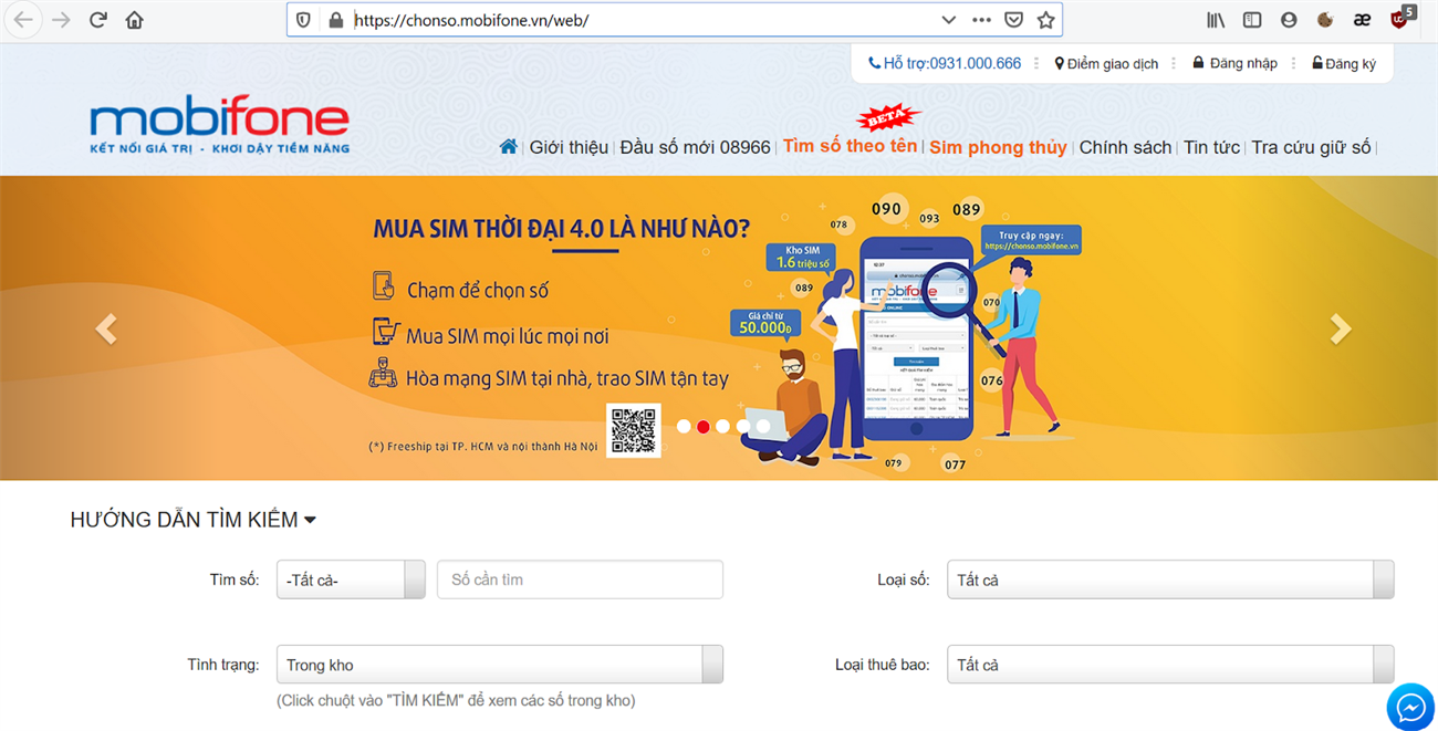Mua SIM Mobifone online