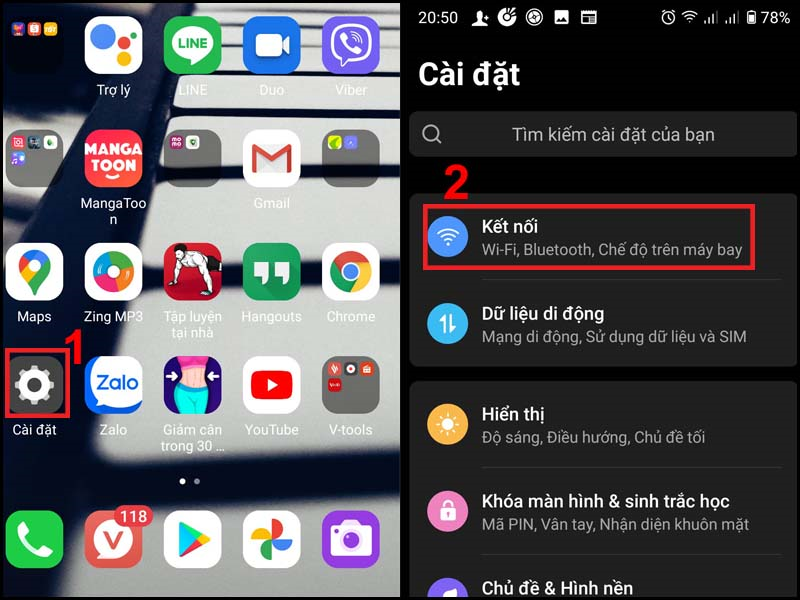 Tìm mục mạng trên Android