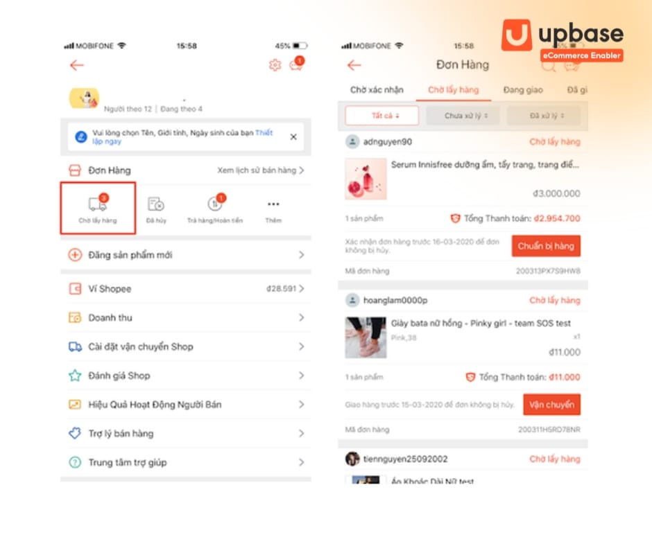 Tính năng hủy đơn Shopee