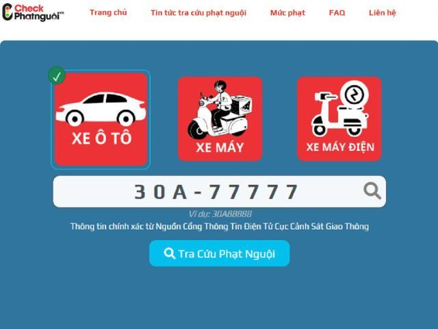 Tra cứu phạt nguội online