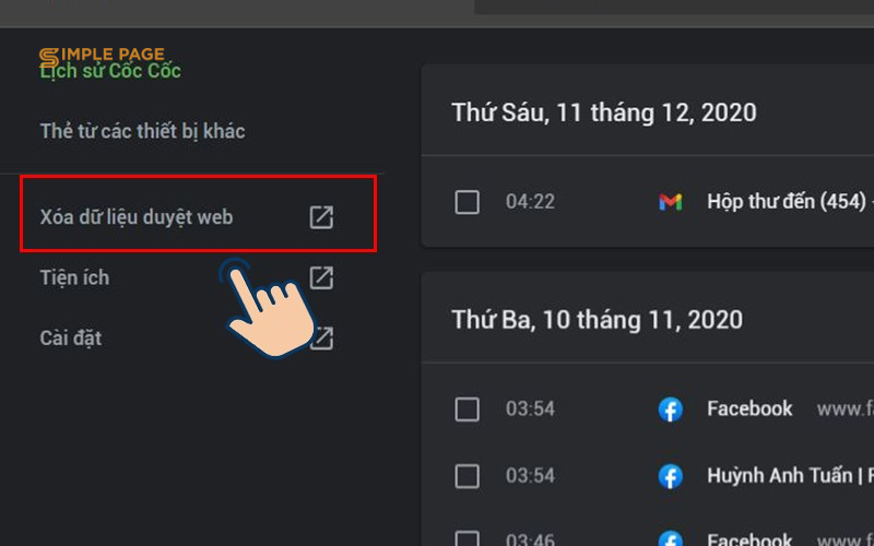 Trình duyệt sau khi dọn cache