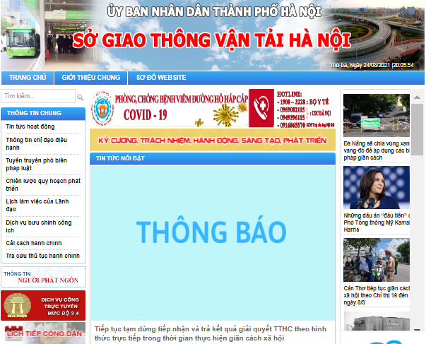 Website Sở GTVT địa phương