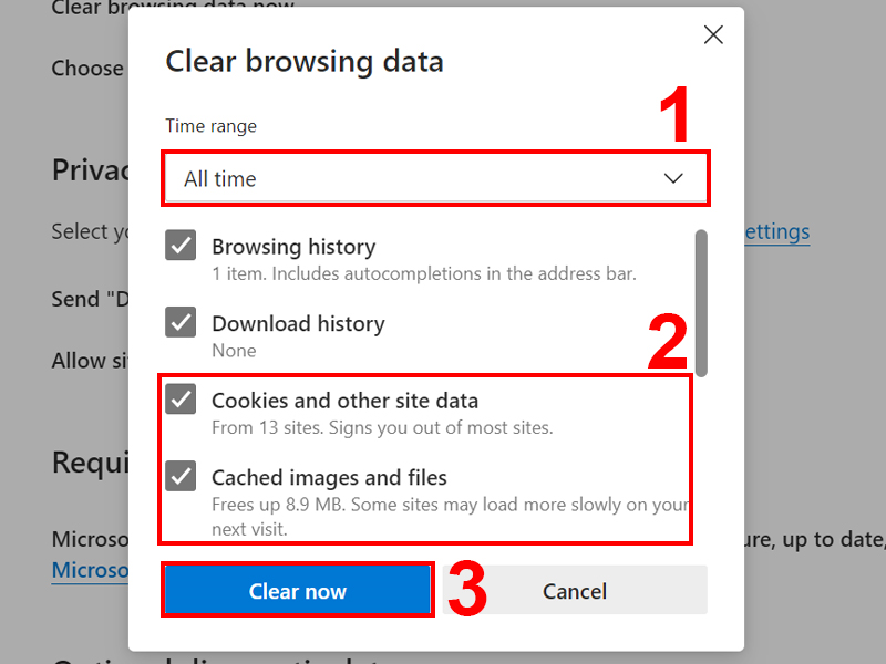 Xóa cache trình duyệt