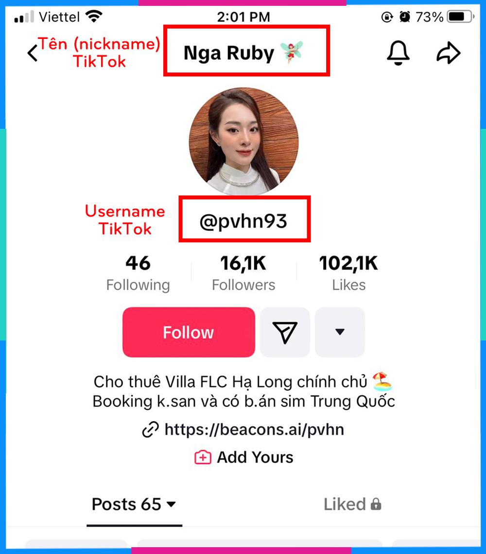 Phong cách tên TikTok nữ